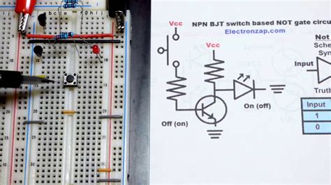 Quick NOT gate signal inverter circuit using 2N3904 NPN bipolar junction transistor BJT - YouTube