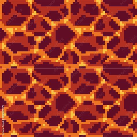 Lava pixel art texture. Magma tile seamless pattern. 8 bit sprite. Game development, mobile app ...