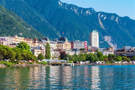 Town Of Montreux On Lake Geneva Stock Photo - Image of swiss, rugged ...