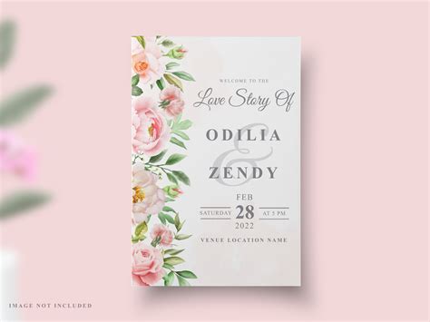 Wedding Card Set Peony Watercolor Design Graphic by Agnetart · Creative Fabrica