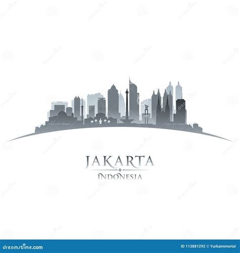 Jakarta Indonesia City Skyline Silhouette Black Background Cartoon Vector | CartoonDealer.com ...