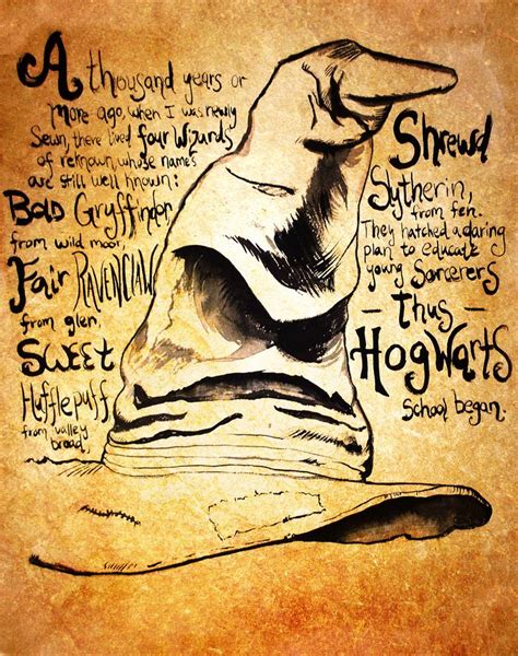 An Illustration of the sorting hat from the Harry Potter series, along ...