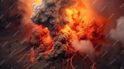 Premium Photo | Arafed volcano with a large plume of smoke and lava AI ...