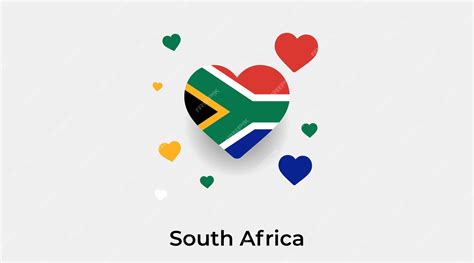 Premium Vector | South africa flag heart shape with additional hearts icon vector illustration