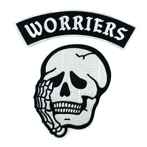 Worriers Anxiety Club - Back Patches: Rocker / Skull Set - White | Madam Clutterbucket's ...