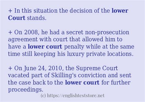 In sentence examples of "Lower court" - EnglishTestStore Blog