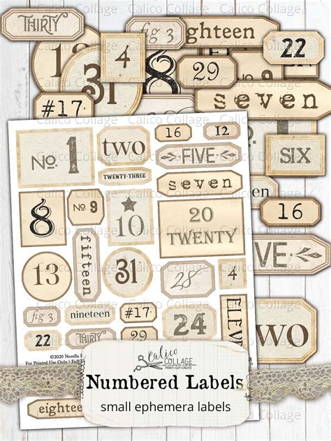 Printable Numbered Labels for Junk Journals, Planners and Scrapbooking - #junkjournalideas # ...