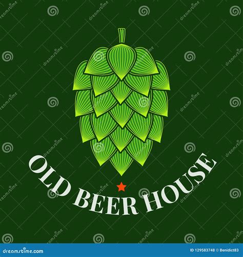 Beer Hop Logo of Brewery. Old Beer House Label on Green Background ...