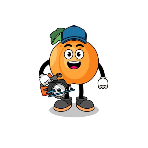 Cartoon Illustration of apricot as a woodworker 16183041 Vector Art at ...