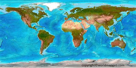 World Topographic Map 3D Colors in Labeled & Interactive