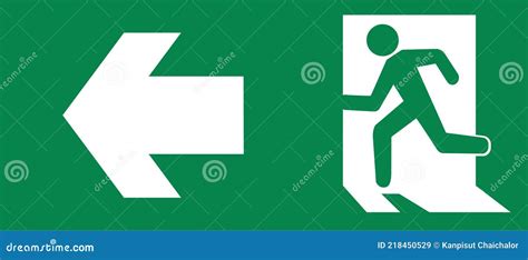 Vector Green Emergency Exit Sign For The Way To Escape. Fire Exit In The Building Symbol ...