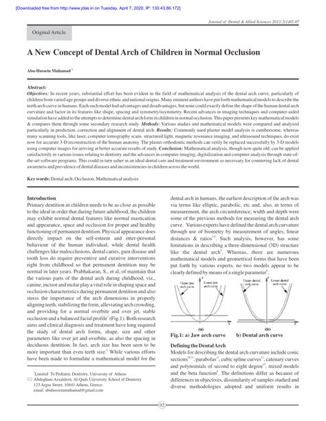 (PDF) Dental Arch Form