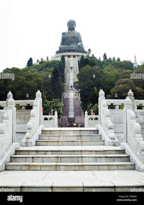 Staircase leading up to The Big Buddha (Tian Tan Buddha) in Hong Kong ...