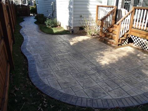 Stamped Concrete Patio With Brick Border - Patio Ideas