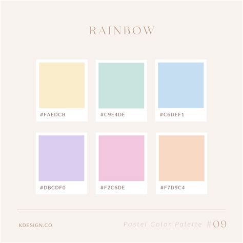 the pastel color palette for rainbow