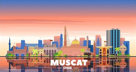 Free Vector | Muscat Oman city skyline vector at sky background Flat ...