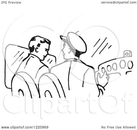 Clipart of Black and White Pilots in a Plane - Royalty Free Vector ...