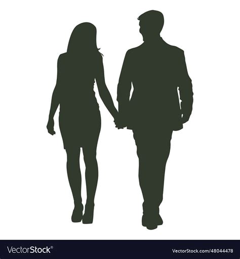 Couple walking silhouette formal Royalty Free Vector Image