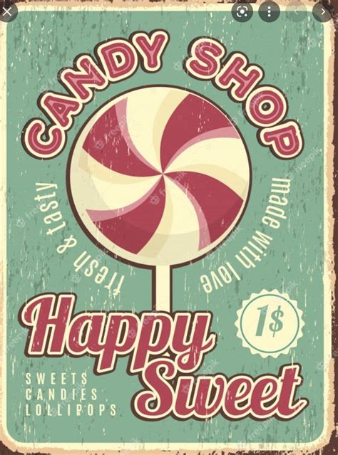 an old fashioned candy shop sign with a lollipop on the front royalty illustration