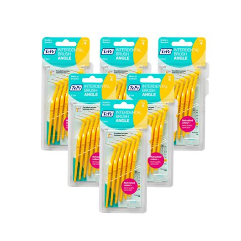 Buy TePe Angle Interdental Brush Yellow 6 Pack | Chemist Direct