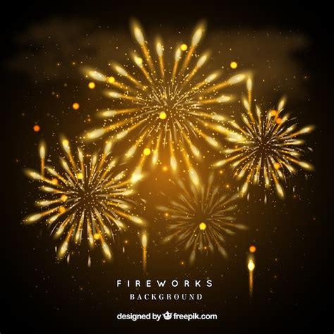 Free Vector | Yellow fireworks background