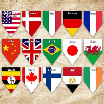 World Flags Banner - Printable - Includes 64 different Flags with names