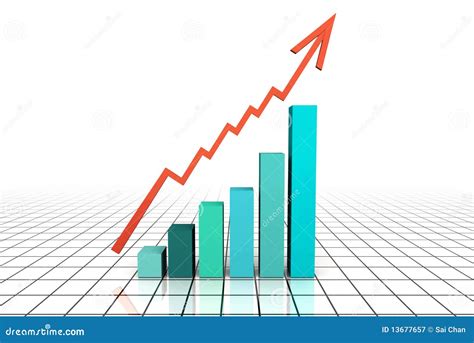 3d Render Business Graph With Going Up Arrow Stock Illustration - Image ...