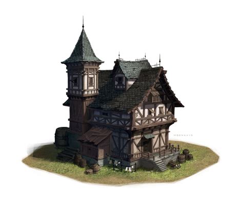 ArtStation - Medieval house, moon hayo | Medieval houses, Fantasy house ...