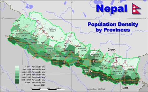 Nepal Country data, links and map by administrative structure