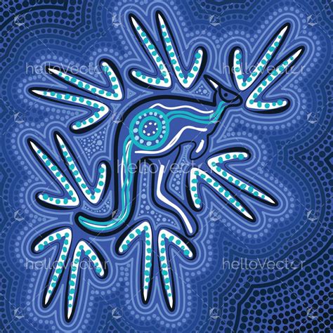 Blue aboriginal style of dot kangaroo artwork illustration - Download ...