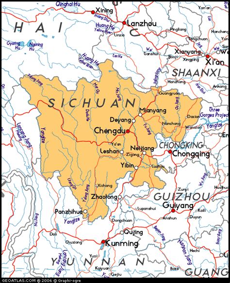 Map of Sichuan, China, China Atlas