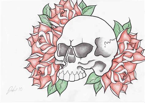 Rose And Skull Drawing at GetDrawings | Free download