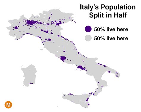 Italy`s population split in half - Vivid Maps