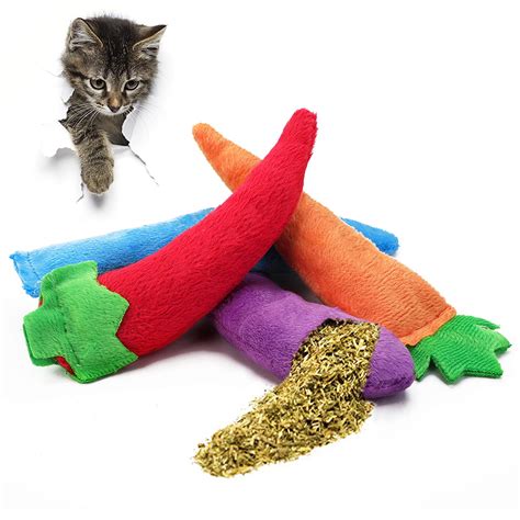 4PCS Cat Toy Carrot Eggplant Pepper Fish Catnip Toy Cat Chew Toy Pet Biting Toy - Walmart.com ...