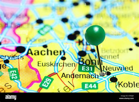 Andernach pinned on a map of Germany Stock Photo - Alamy