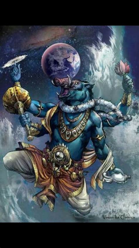 avatar of the Hindu god Vishnu who takes the form of a boar to rescue goddess earth.[1]Varaha is ...