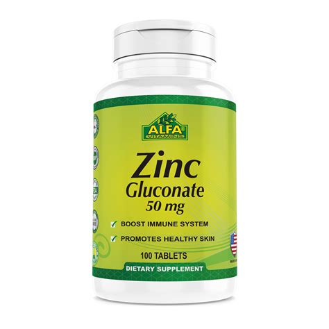 Zinc Gluconate 50 mg - Immune System support & healthy skin - 100 tablets - Walmart.com