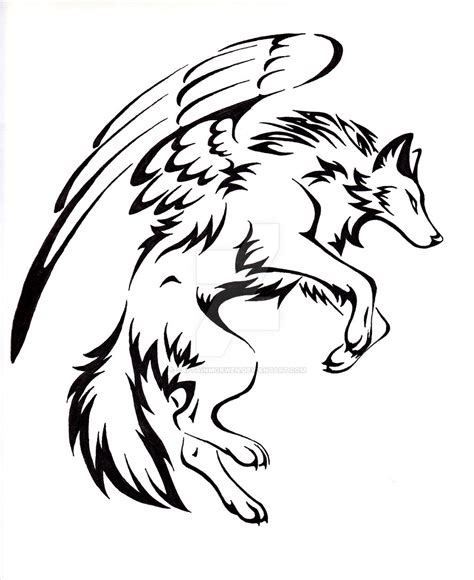 Courage Winged Wolf Tattoo by CaptainMorwen on DeviantArt