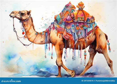 Watercolor Camel Watercolor Realistic Camel Desert Stock Illustration - Illustration of ...