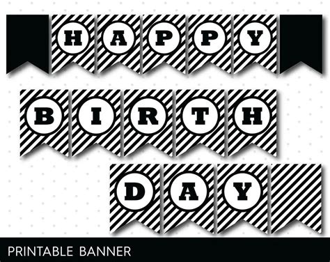 Happy Birthday Banner Printable Black And White