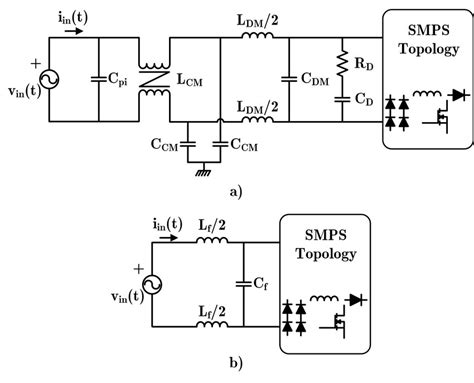 3 -EMI filter a) complete topology and b) simplified version for simulation | Download ...