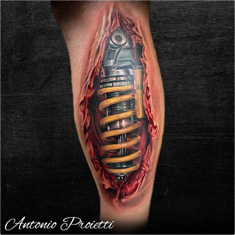 3d Ohlins Shock Absorber Tattoo by Antonio Proietti : Tattoos