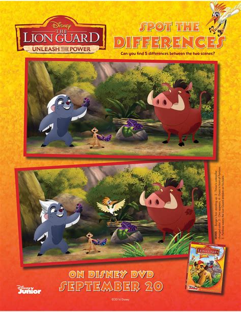 Disney Lion Guard Spot The Differences Activity Page Word Puzzles Brain Teasers, Printable Brain ...