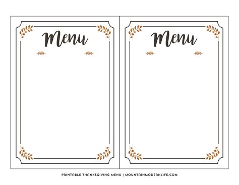 FREE Printable Thanksgiving Menu | MountainModernLife.com