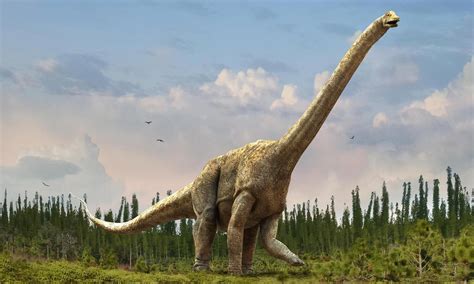 an artist's rendering of a dinosaur standing in the middle of a grassy ...