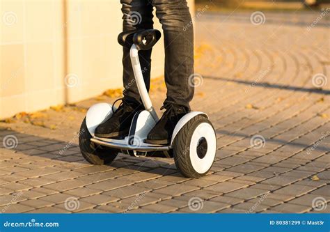 Male Legs on Electrical Scooter Outdoors Gyro Scooter Stock Image - Image of personal, black ...