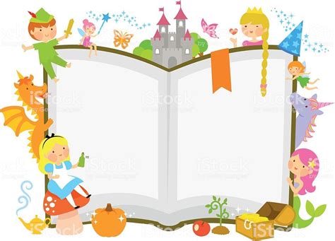 characters of fairytales around an open book | Frases positivas para niños, Dibujos para ...