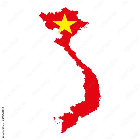 Vietnam map and flag on the map, vector illustration Stock Vector ...