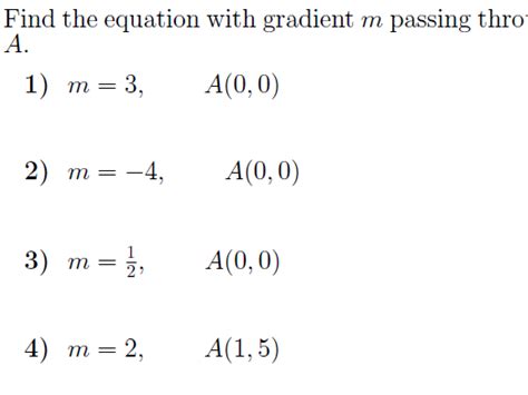 Equation of a line given its gradient and a point worksheets (with solutions) | Teaching Resources