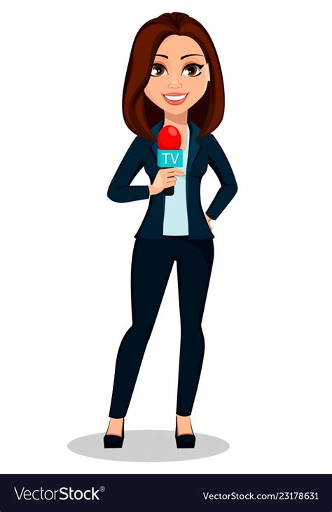 Journalist woman beautiful lady reporter Vector Image | 色, 職業, 画